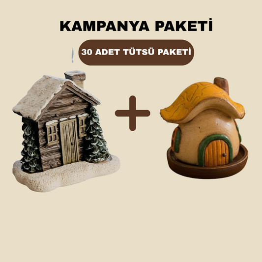 Tütsülen™ Karlı Ev Tütsülük + Bal Kabağı Tütsülük + 30'lu Tütsü Paketi