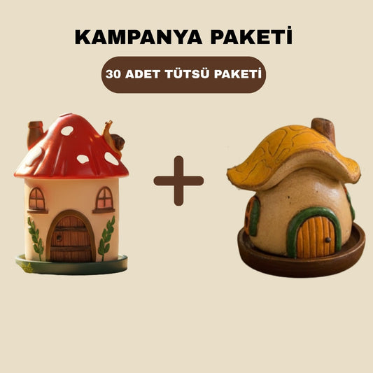 Tütsülen™ Mantar Ev Tütsülük + Bal Kabağı Tütsülük + 30'lu Tütsü Paketi